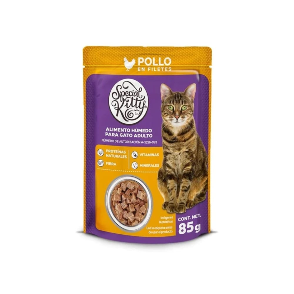 Alimento húmedo para gatos adulto pollo en filetes Special Kitty (85 g / 3 oz) - Imagen 1