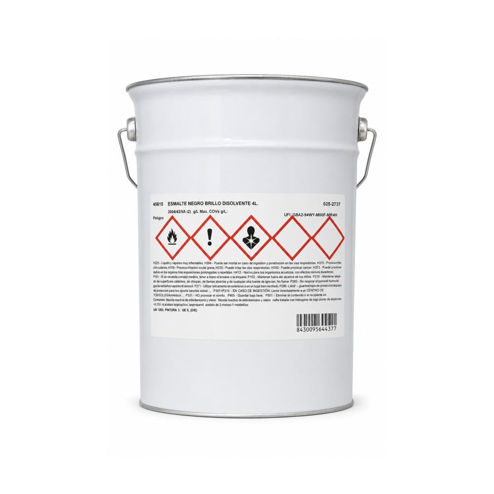 Pintura esmalte negro brillo disolvente Romysen (4 L) - Imagen 1