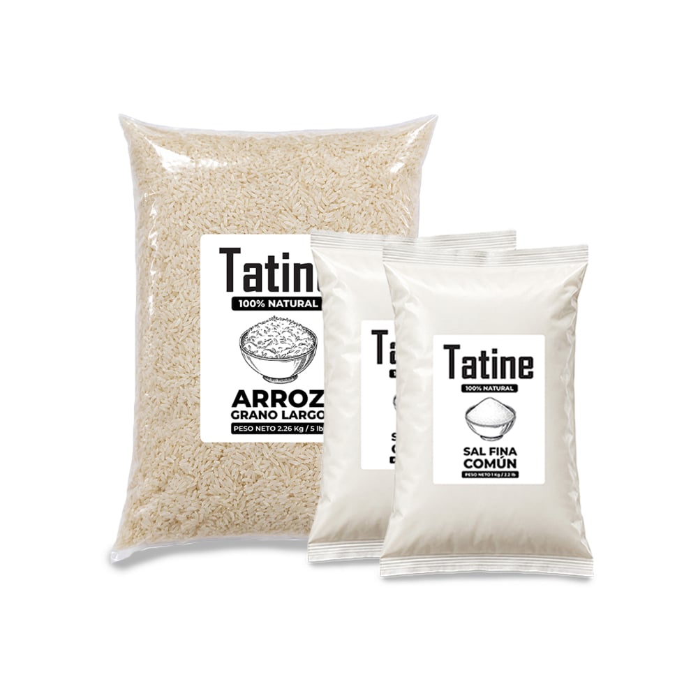 Combo básico Tatine #20: Arroz de grano largo Tatine + Sal fina común Tatine - Imagen 1