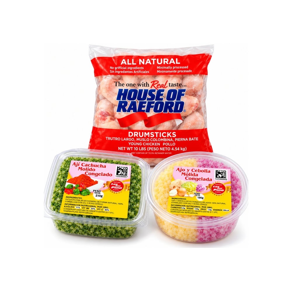 Muslos de pollo + Ají cachucha molido congelado + Ajo y cebolla molida congelada - Imagen 1