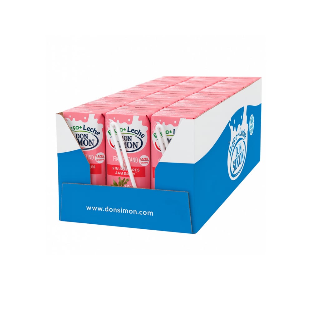 Bebida refrescante de zumo de fruta + leche sabor fresa y plátano Don Simon (24 x 200 ml) - Imagen 1