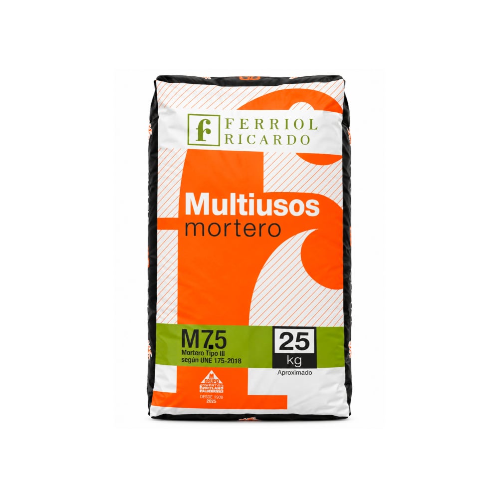 Mortero multiusos M7.5 tipo III Ferriol Ricardo (25 kg / 55 lb) - Imagen 1