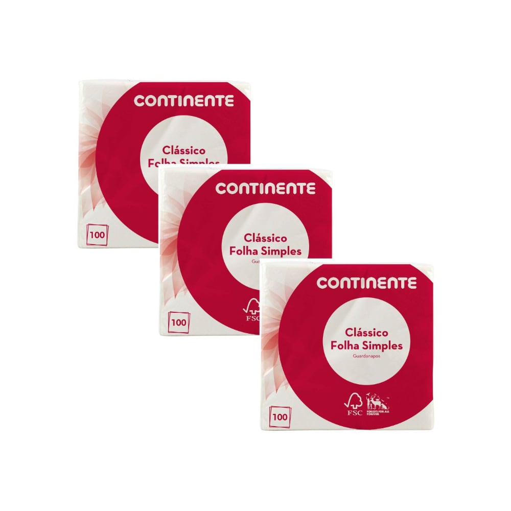 Pack Ahorro Servilletas blancas de una capa Continente (3 x 100 U) - Imagen 1
