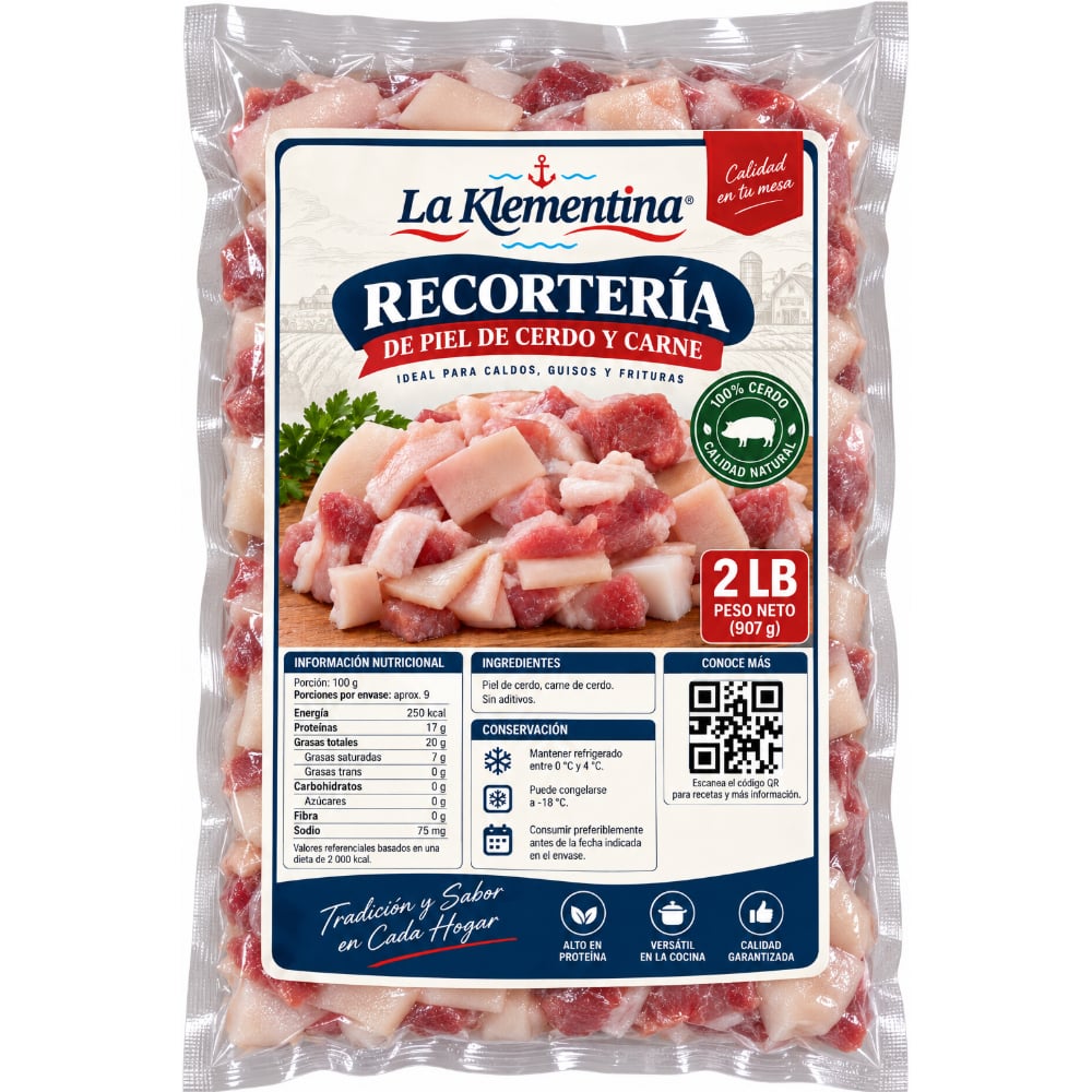 Recortería de piel de cerdo y carne La Klementina (907 g / 2 lb) - Imagen 1