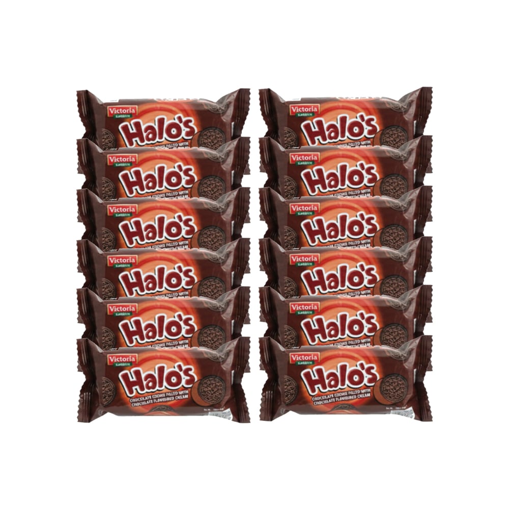 Galletas de chocolate rellenas con crema sabor chocolate Victoria Garden Halo’s( 12 X 30 g ) - Imagen 1