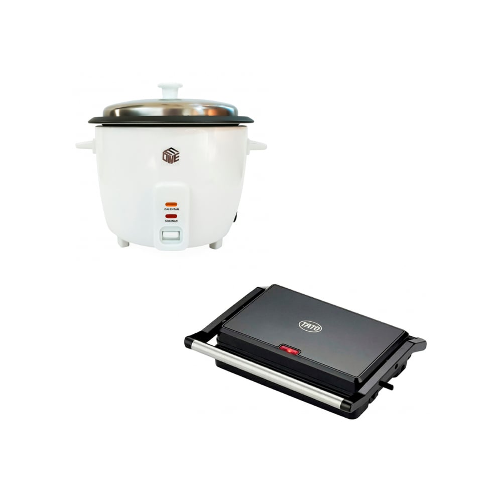 Olla arrocera eléctrica de 1.5L Eone DR-15L + Parrilla asador antiadherente de color negro TATO H803 - Imagen 1