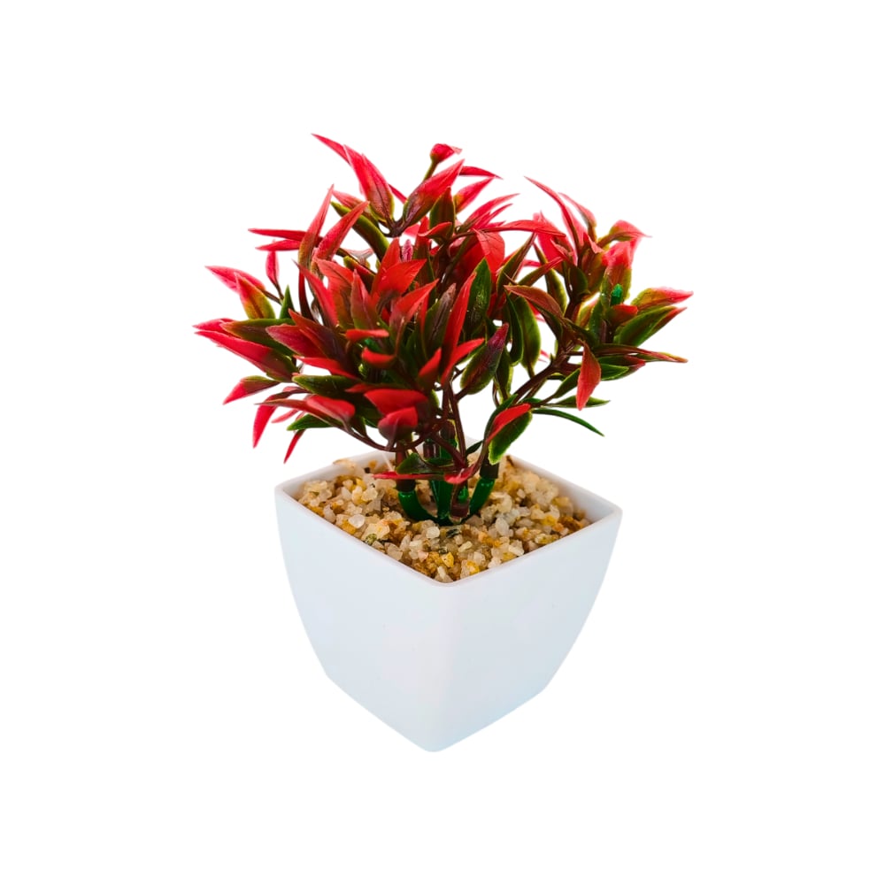 Maceta con plantas artificial verde y rojo Tiara - Imagen 1