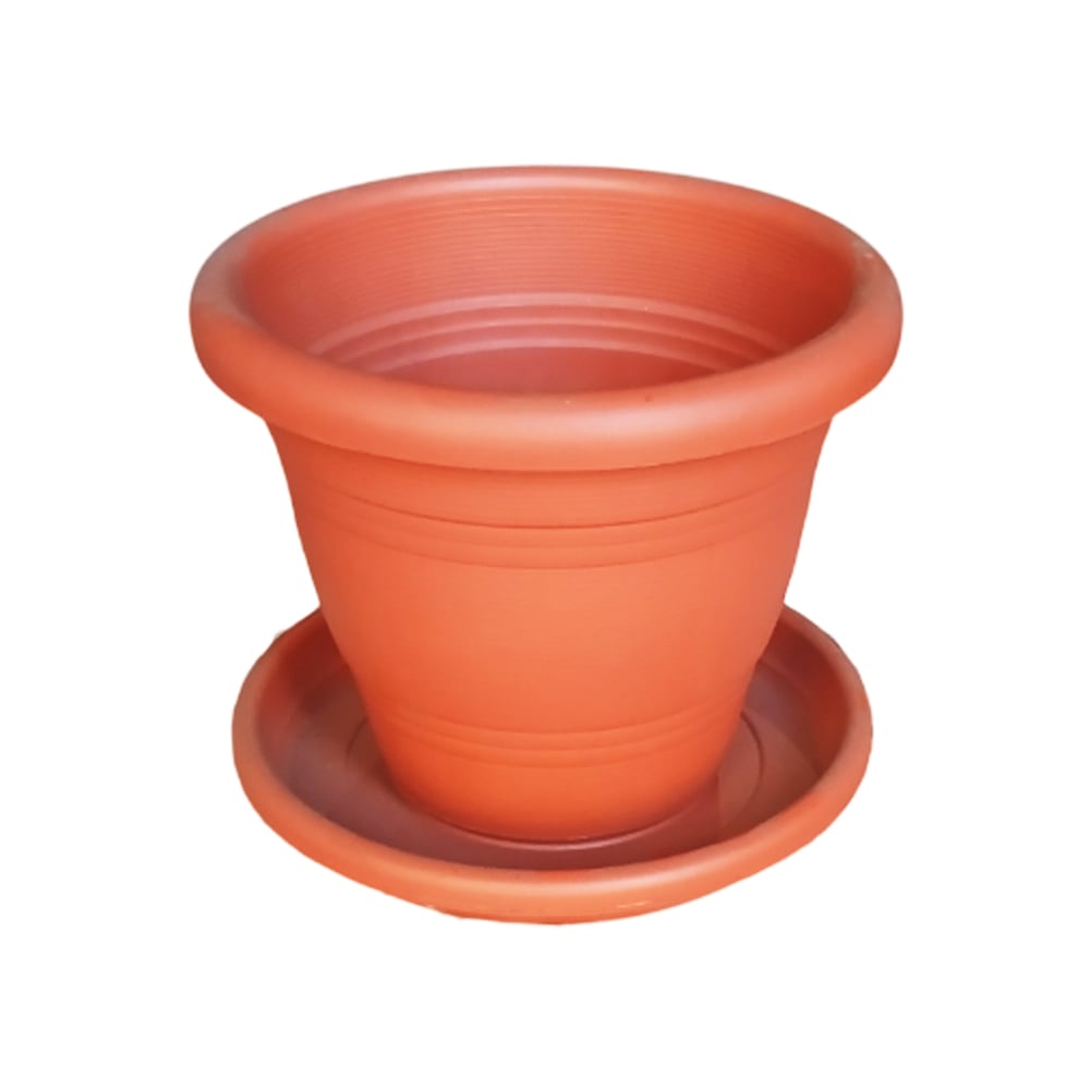 Maceta redonda de plástico 17 cm + Base redonda de plástica 17 cm - Imagen 1