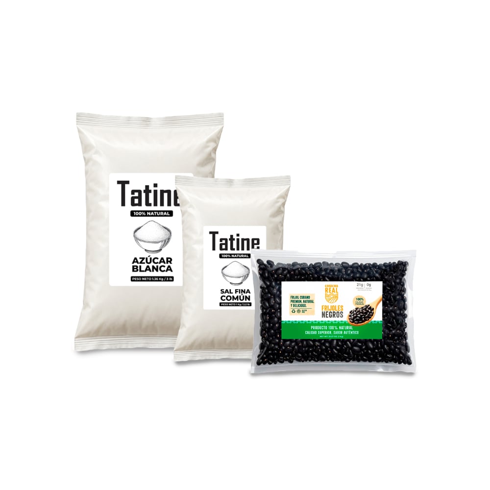 Combo básico de cocina #15: Frijoles negros Cosecha Real + Sal fina común Tatine + Azúcar blanca Tatine - Imagen 1