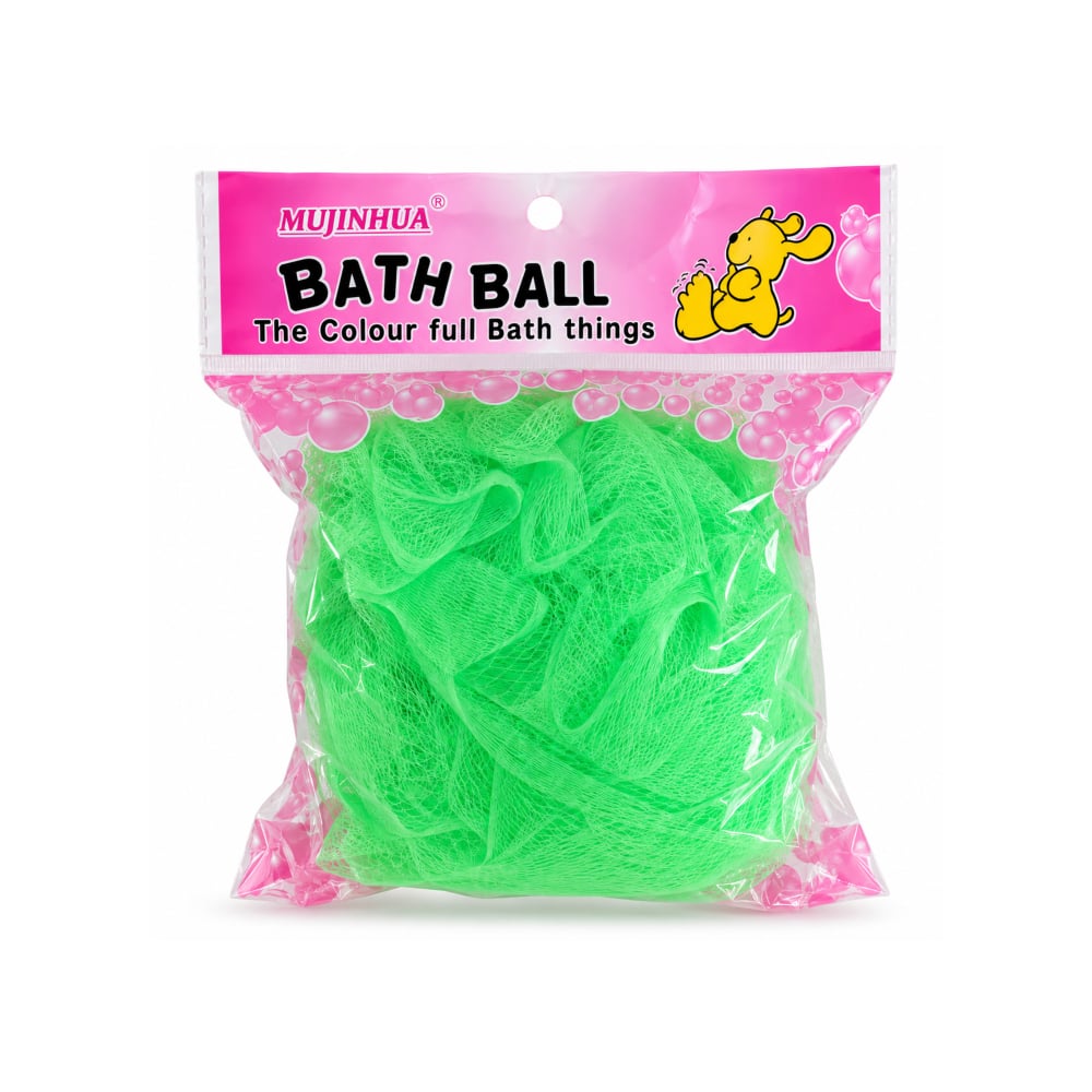 Esponja de baño tipo malla verde Mujinhua (1 U) - Imagen 1