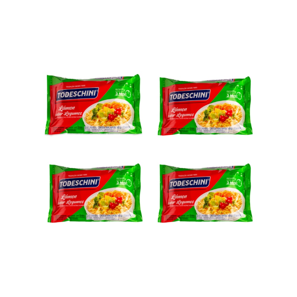 Fideos instantáneos sabor a legumbres Todeschini (4 x 85 g / 2.99 oz) - Imagen 1