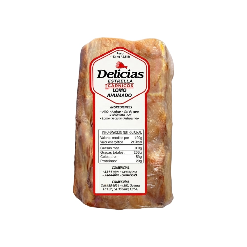 Lomo de cerdo ahumado deshuesado Delicias Estrella (1.13 kg / 2.5 lb) - Imagen 1