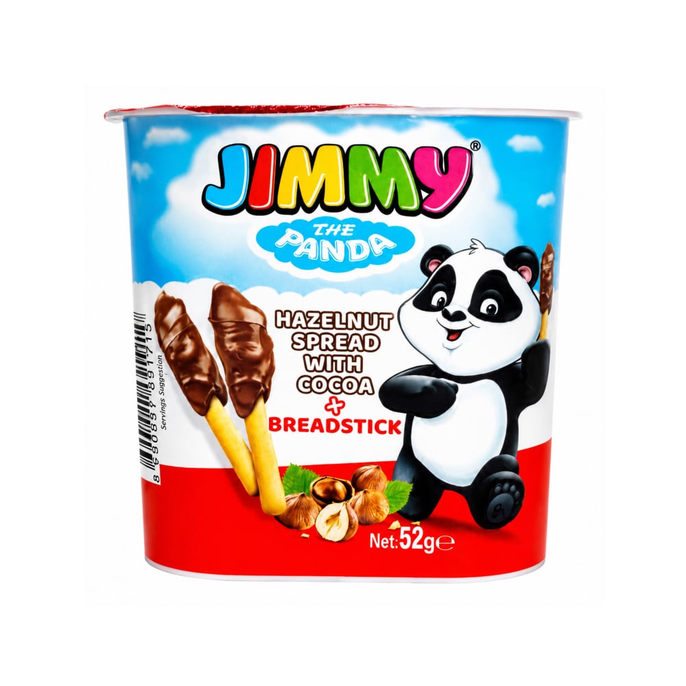 Crema de avellanas con cacao + Palitos de pan Jimmy Panda (52 g / 1.83 oz) - Imagen 1
