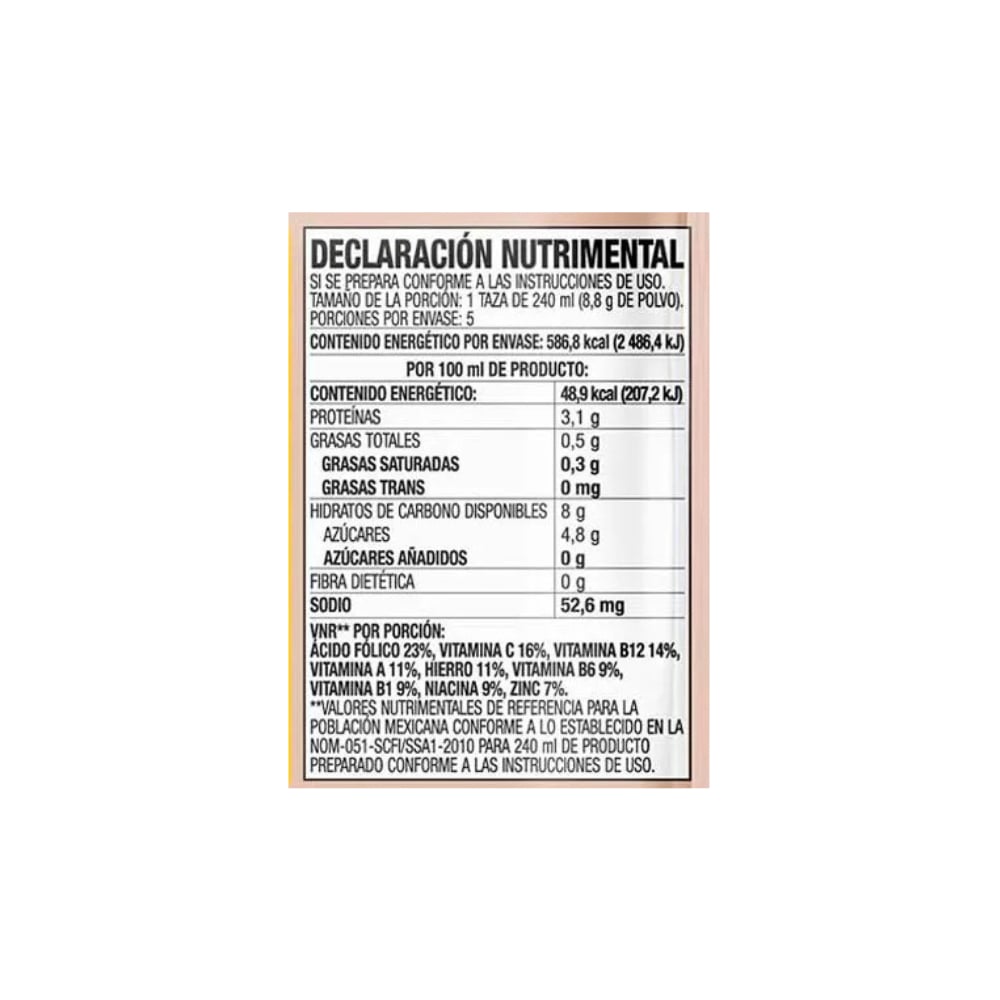 Polvo para preparar atole sabor chocolate, fortificado con vitaminas y minerales Zuko (44 g / 1.55 oz) - Imagen 1