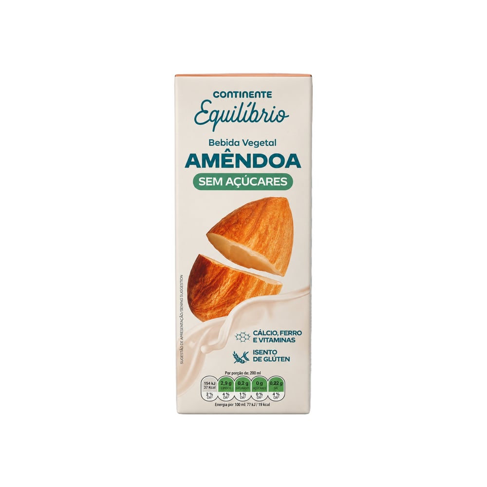 Bebida vegetal de almendra sin azúcar Continente Equilíbrio (1 L / 33.81 floz) - Imagen 1