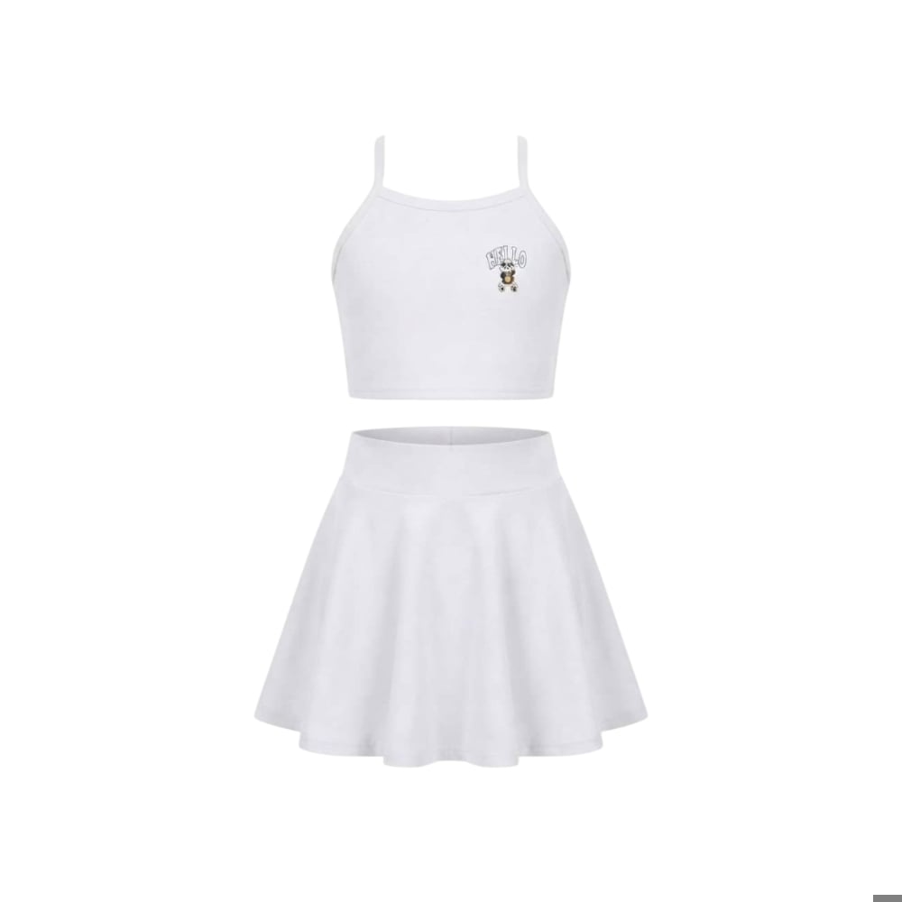 Conjunto blanco de blusa y saya para niñas Torbex - Imagen 1