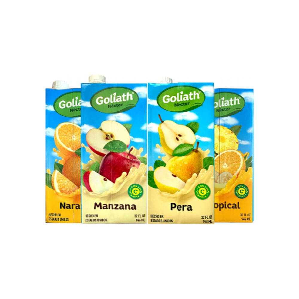 Jugos mixtos sabor manzana, pera, naranja y tropical Goliath - Imagen 1