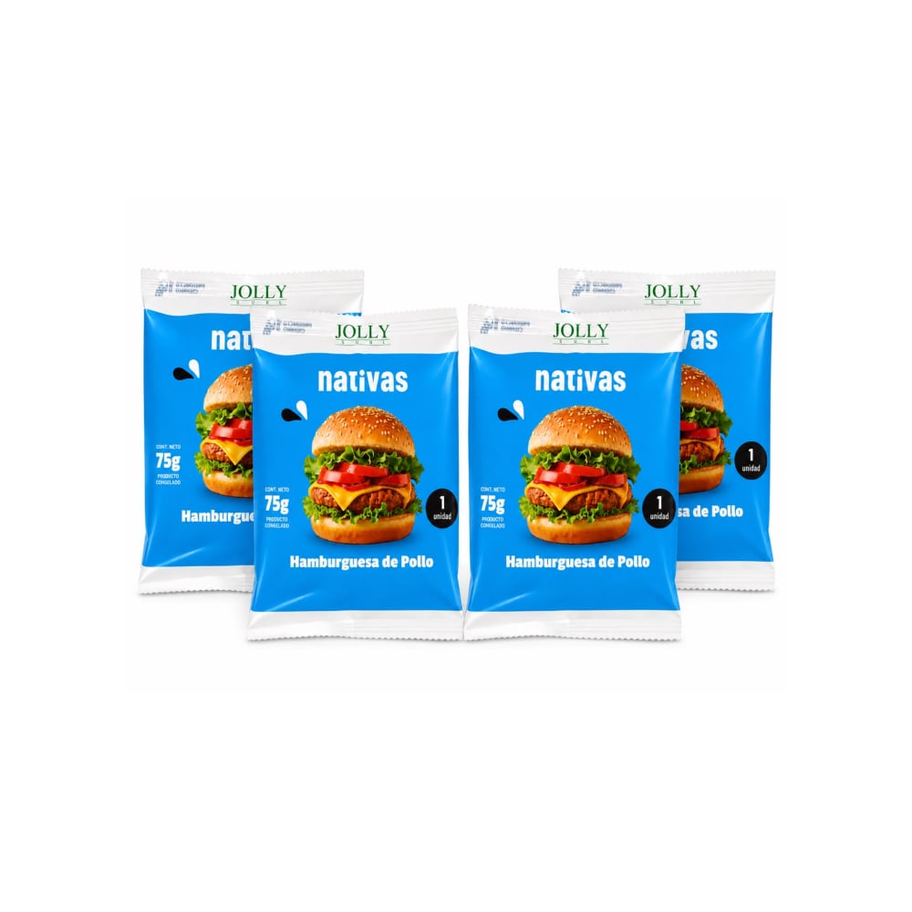 Hamburguesa de Pollo Nativas Jolly Surl ( 4 x 75 g / 2.6 oz) - Imagen 1