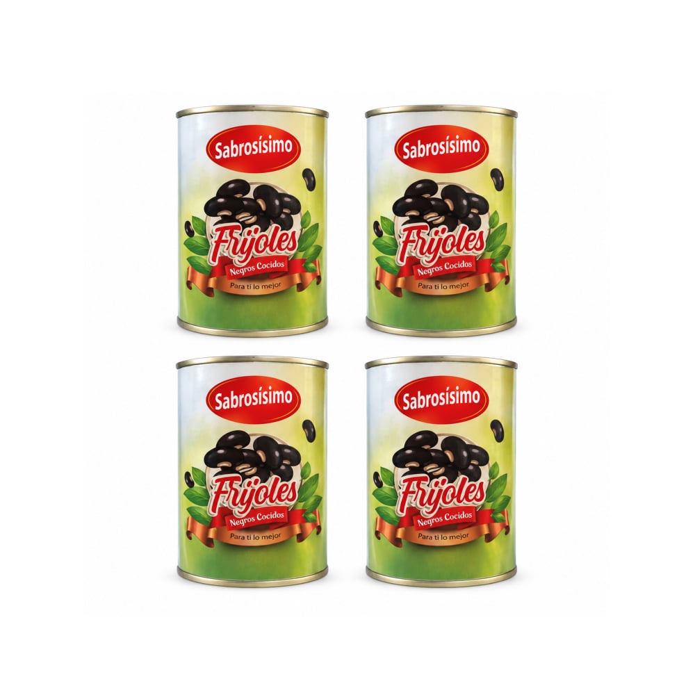 Combo Frijoles negros cocidos Sabrosísimo (4 x 400 g / 14.11 oz) - Imagen 1