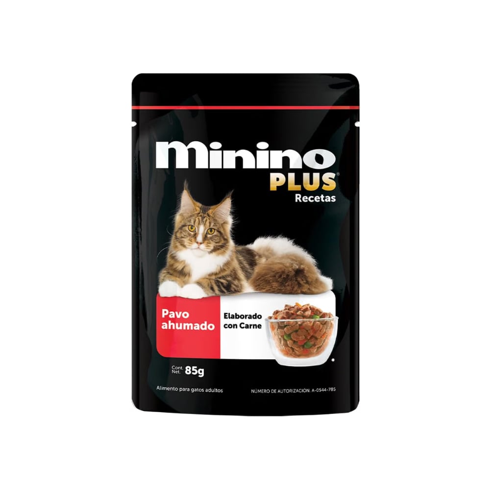 Alimento para gatos adultos pavo ahumado Minino Plus (85 g / 3 oz) - Imagen 1