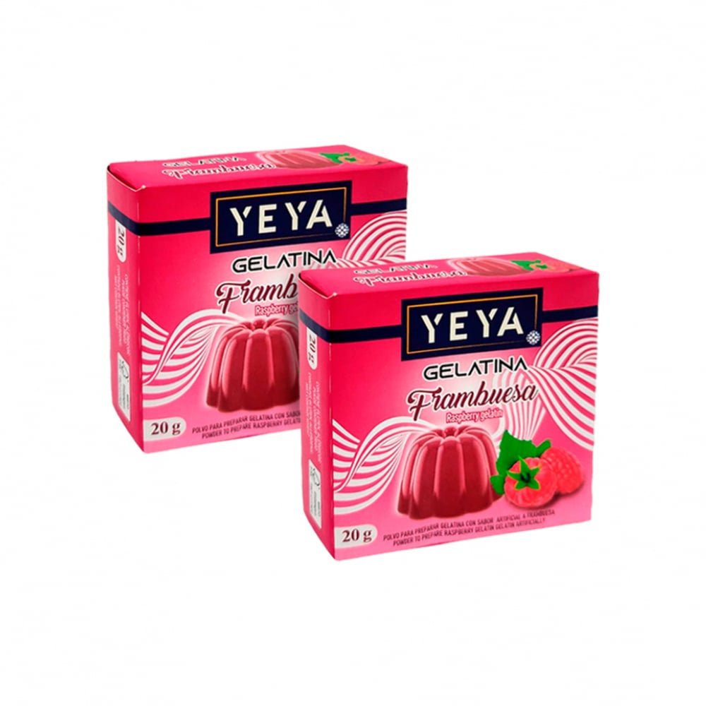 Gelatina sabor frambuesa YEYA (2 x 20 g) - Imagen 1