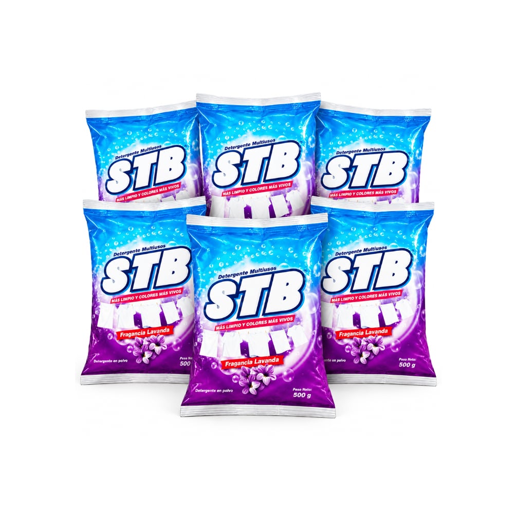 Detergente en polvo multiusos con fragancia a lavanda STB (6 x 500 g / 1.1 lb) - Imagen 1