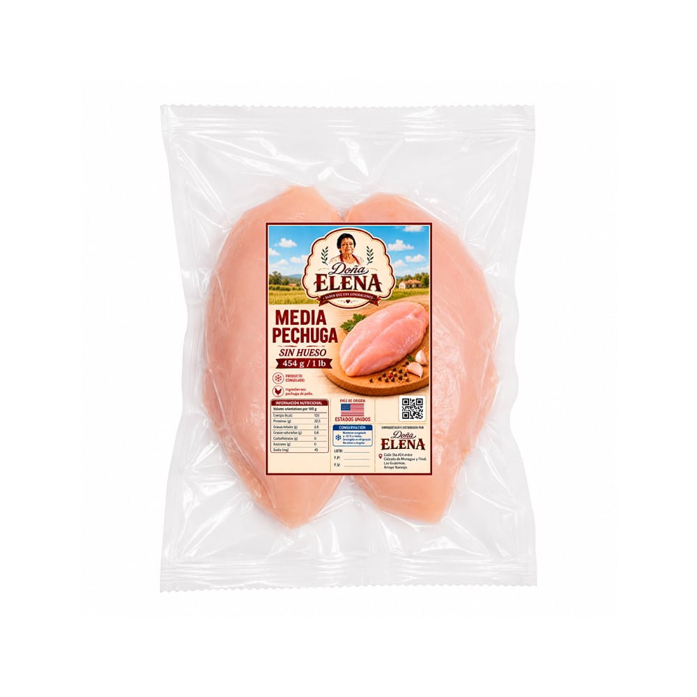 Media pechuga de pollo sin hueso Doña Elena (454 g / 1 lb) - Imagen 1