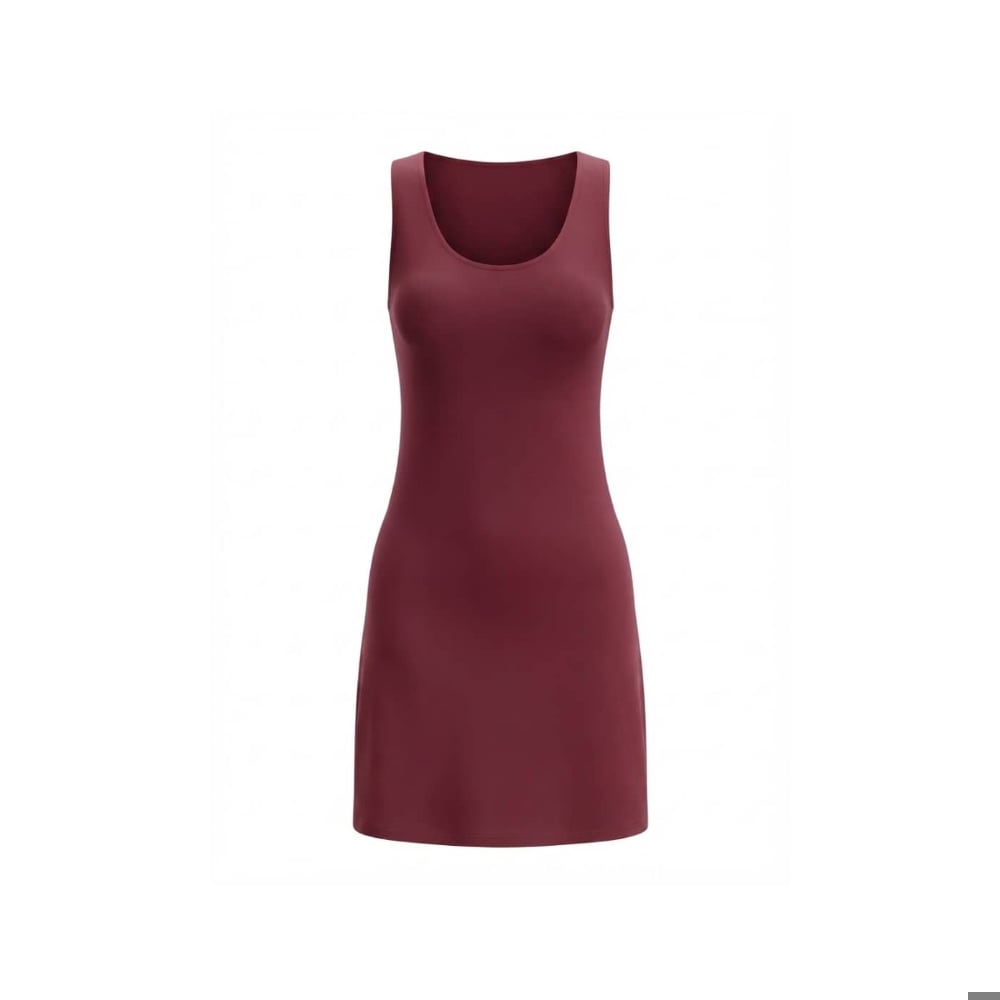 Vestido corte princesa rojo vino sin mangas con cuello redondo Torbex (Talla única) - Imagen 1