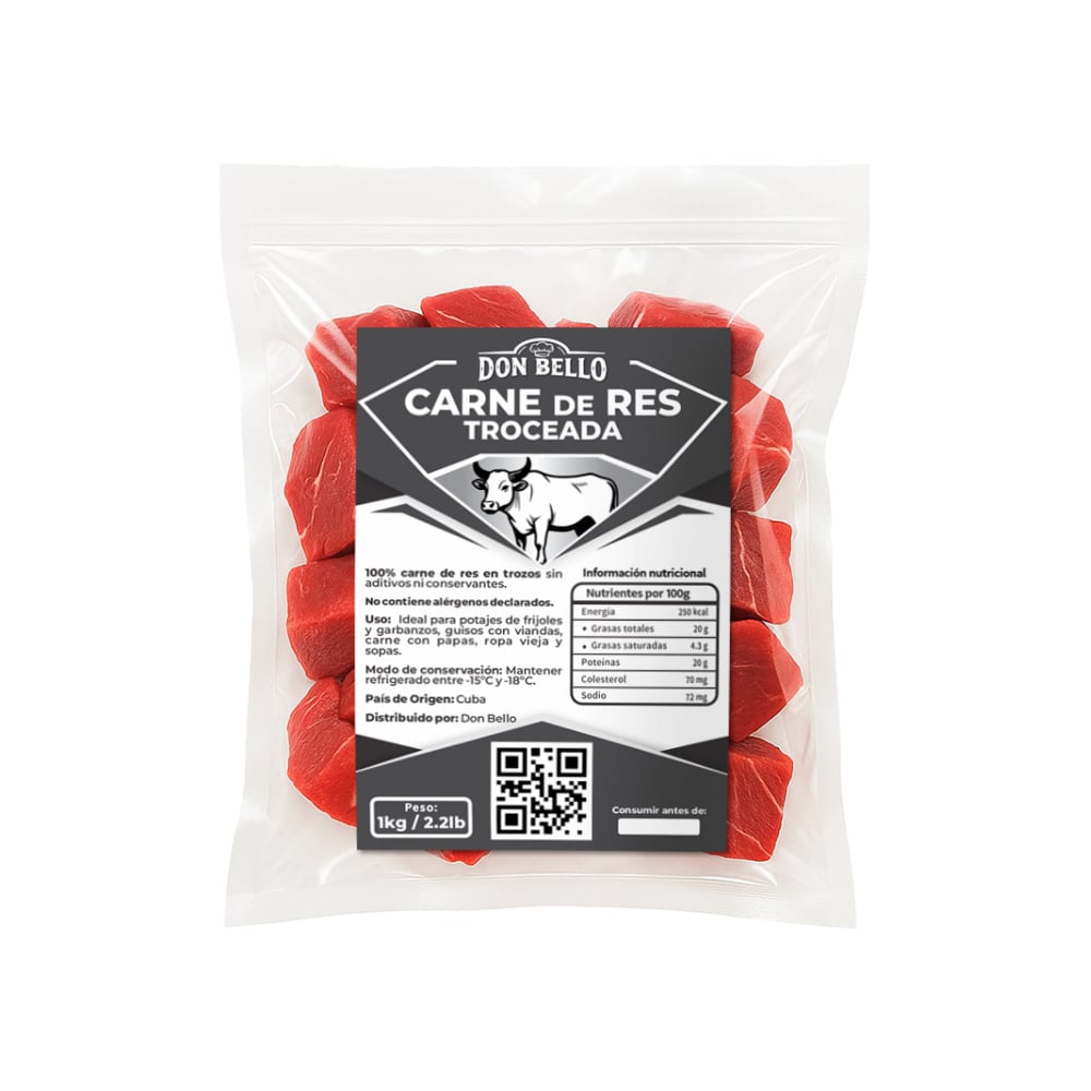 Carne de res troceada Don Bello (1 kg / 2.2 lb) - Imagen 1