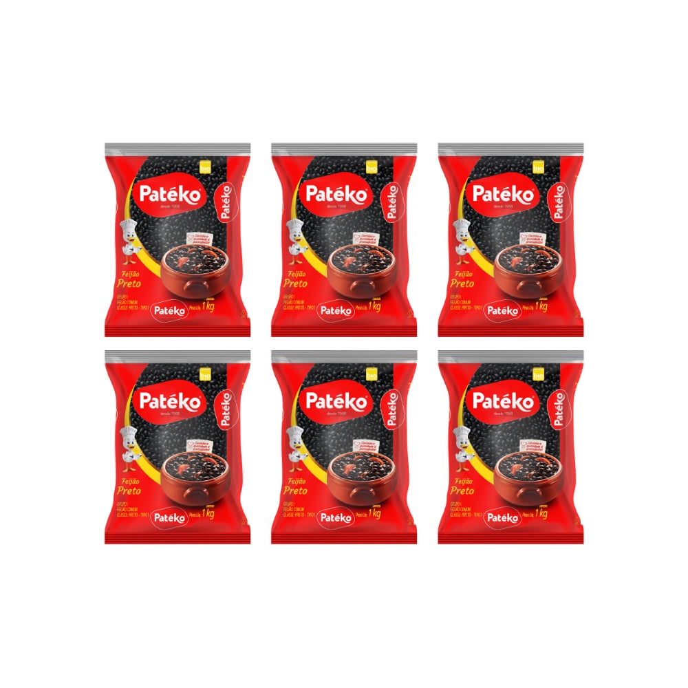 Frijoles negros Patéko (6 x 1 kg / 2.2 lb) - Imagen 1