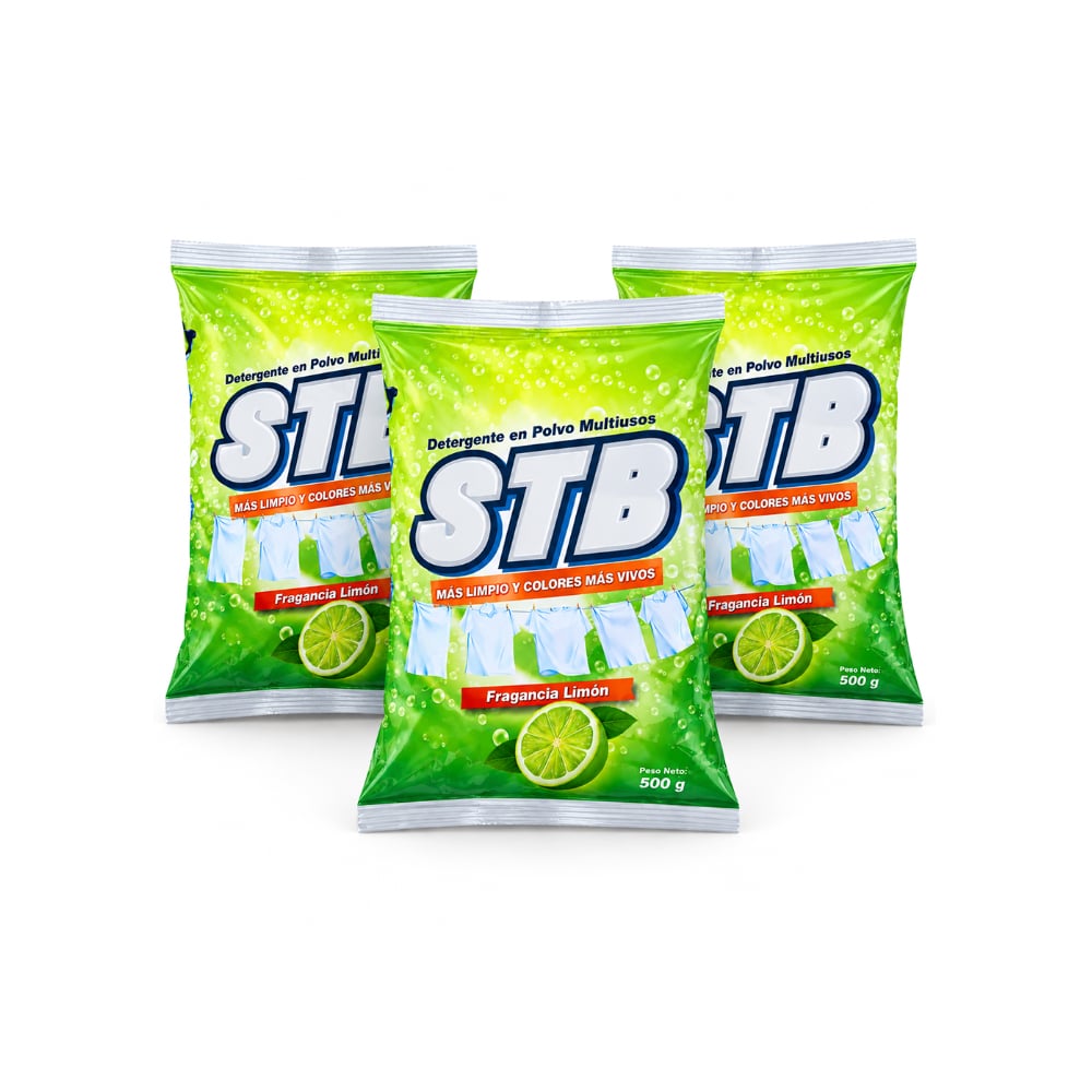 Detergente en polvo multiusos con fragancia a limón STB (3 x 500 g / 1.1 lb) - Imagen 1