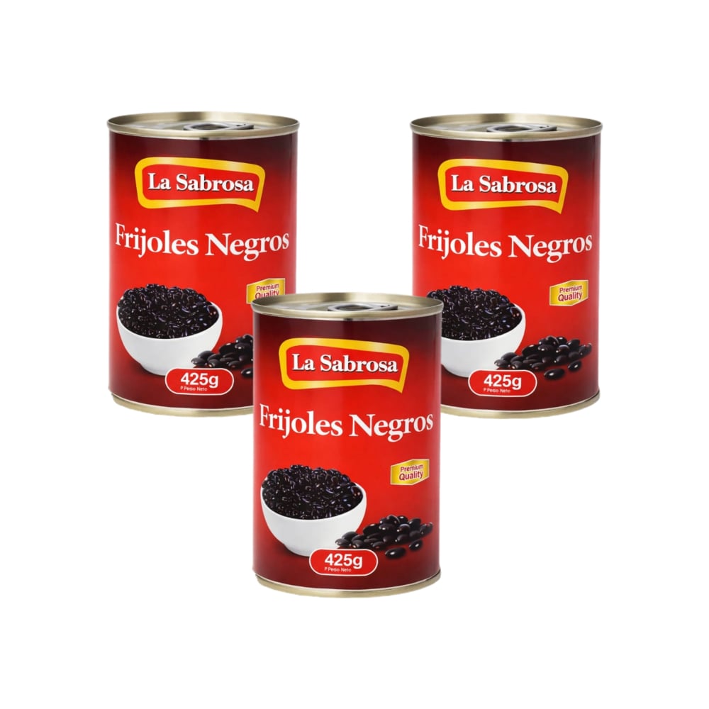 Frijoles negros enlatados La Sabrosa (3 x 425 g / 15 oz) - Imagen 1