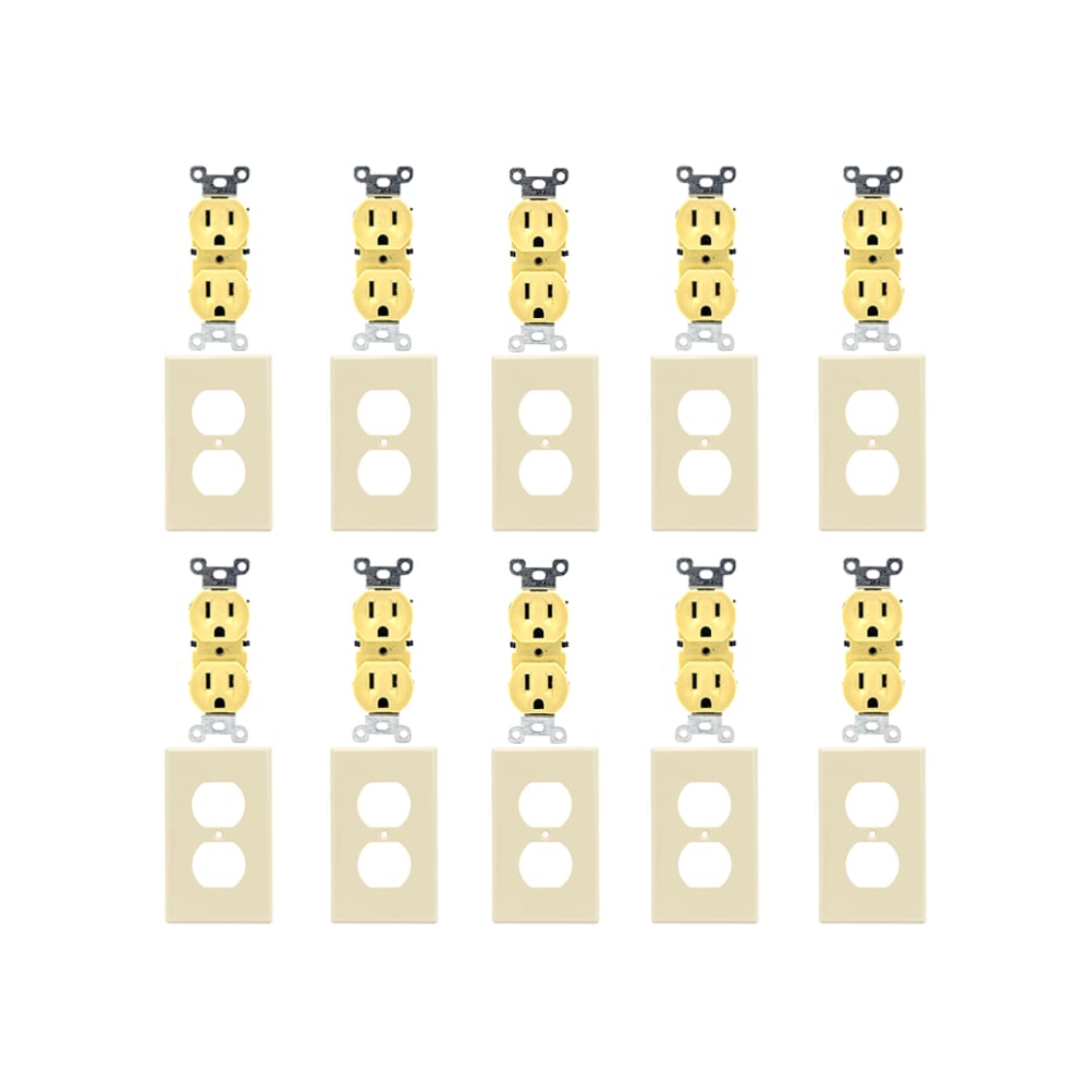 Set de 10 tomacorrientes doble de 125 V / 15 A con tapas Troen - Imagen 1
