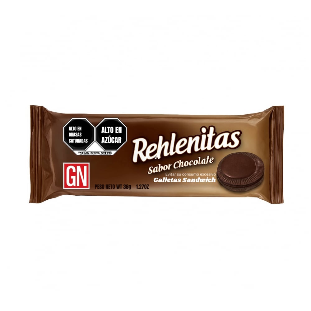 Galletas de chocolate con crema sabor vainilla Rellenitas GN (36 g / 1.27 oz) - Imagen 1