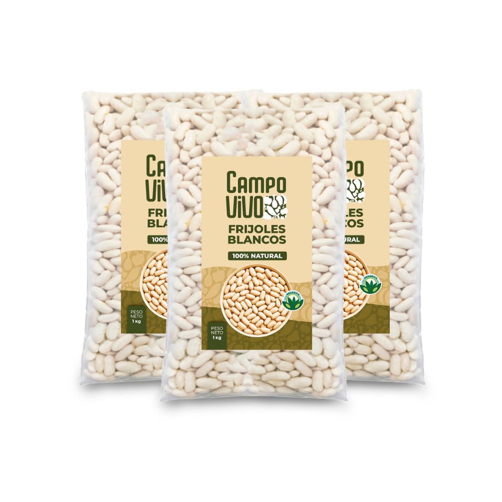 Frijoles blancos Campo Vivo (3 x 1 kg / 2.2 lb) - Imagen 1