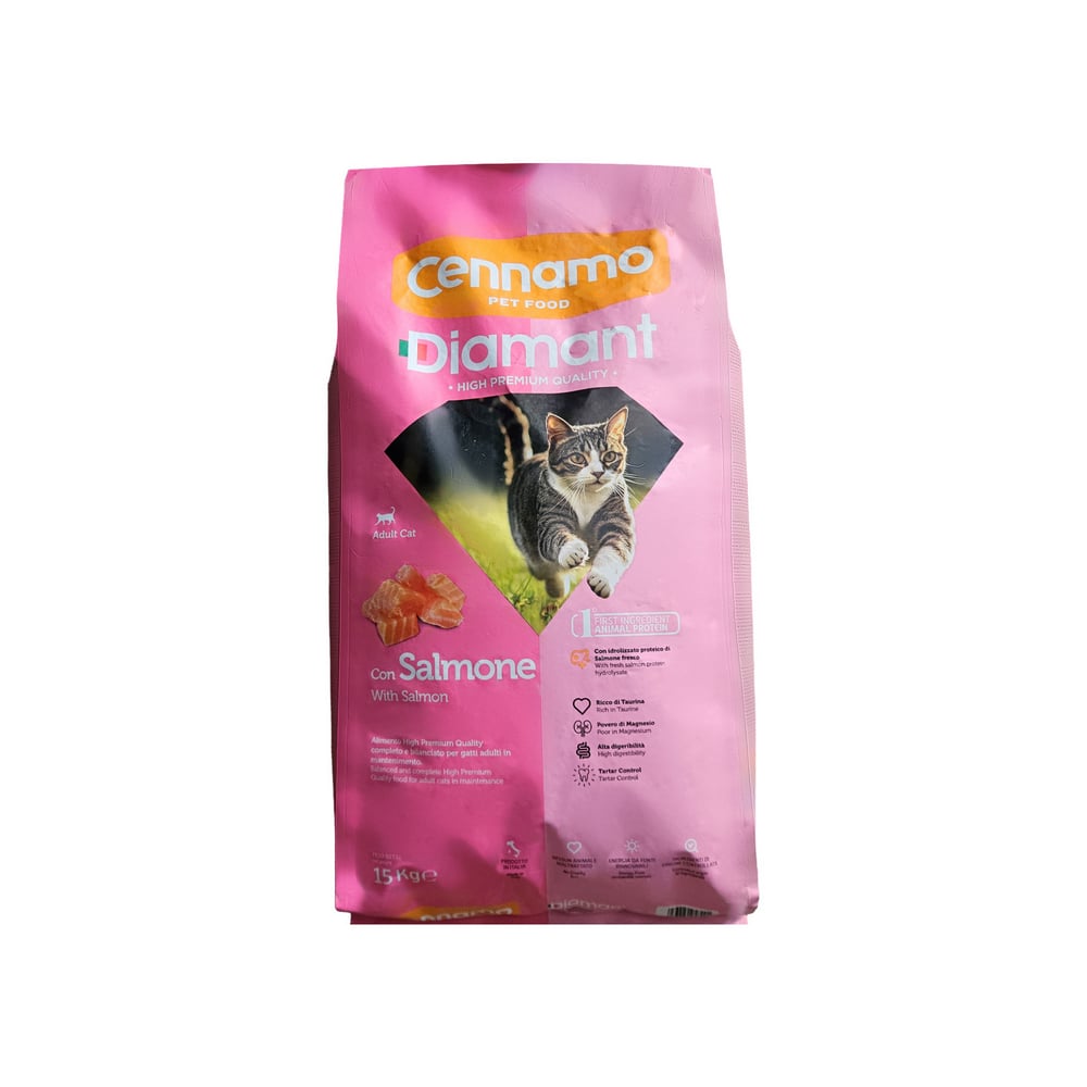 Pienso para gatos adultos con sabor a Salmón Diamant Cennamo (15 kg / 33 lb) - Imagen 1