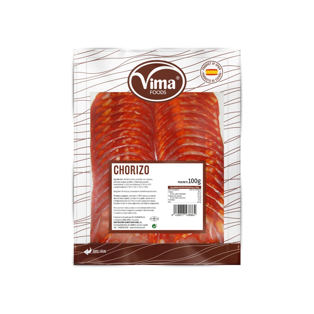Chorizo en lonchas Vima Foods (100 g / 3.52 oz) - Imagen 1