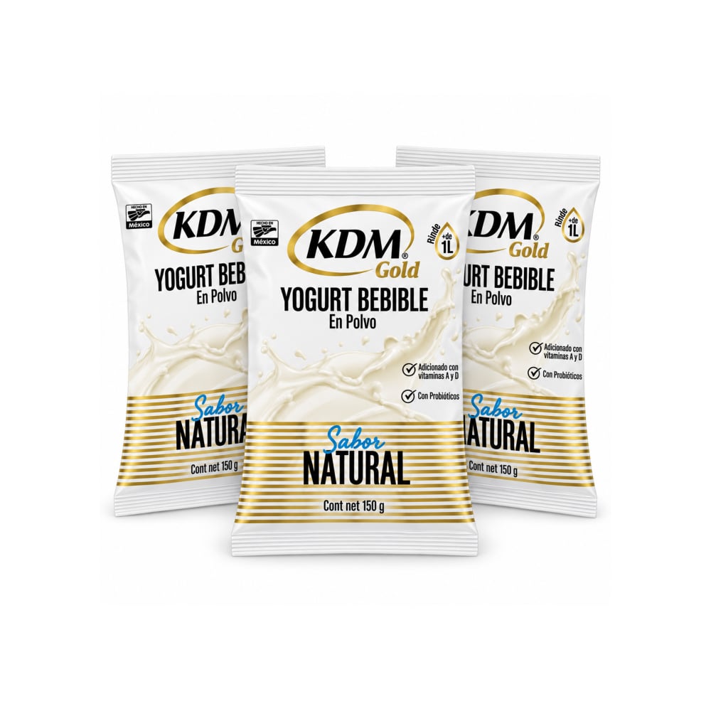 Yogurt en polvo bebible sabor natural KDM Gold (3 x 150 g / 5.29 oz) - Imagen 1