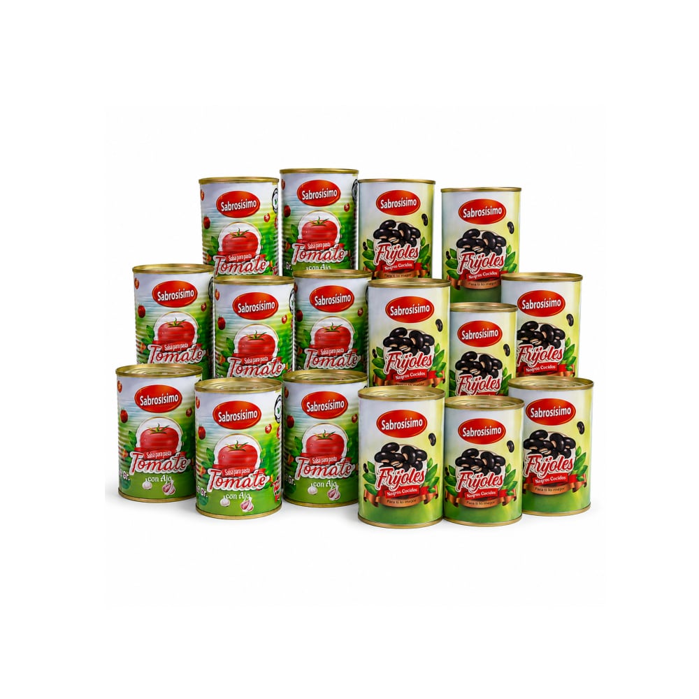 Combo Salsa de Tomate condimentada para pasta (8 x 400 g /14.10 oz) + Frijoles negros cocidos Sabrosísimo (8 x 400 g / 14.11 oz) - Imagen 1