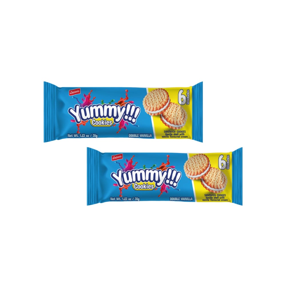 Galletas sándwich de vainilla rellenas de crema sabor a vainilla Delizola (2 x 35 g / 1.23 oz) - Imagen 1