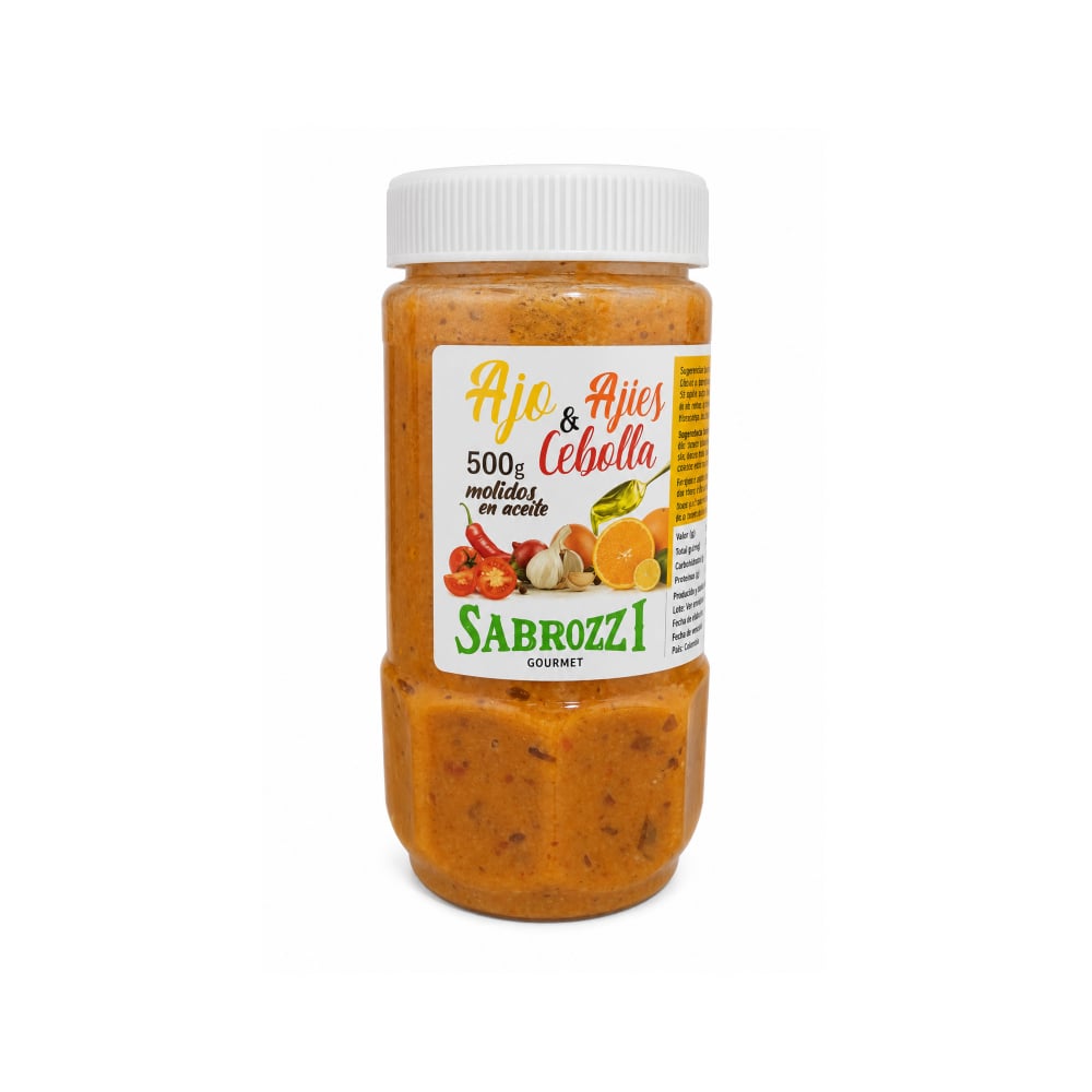 Ajo, ajíes y cebolla molidos en aceite Sabrozzi (500 g / 1.1 lb) - Imagen 1