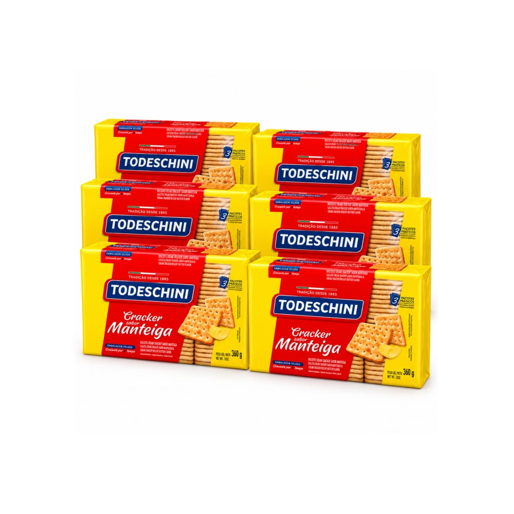 Galletas Cream Cracker sabor mantequilla Todeschini (6 x 360 g / 12 oz) - Imagen 1