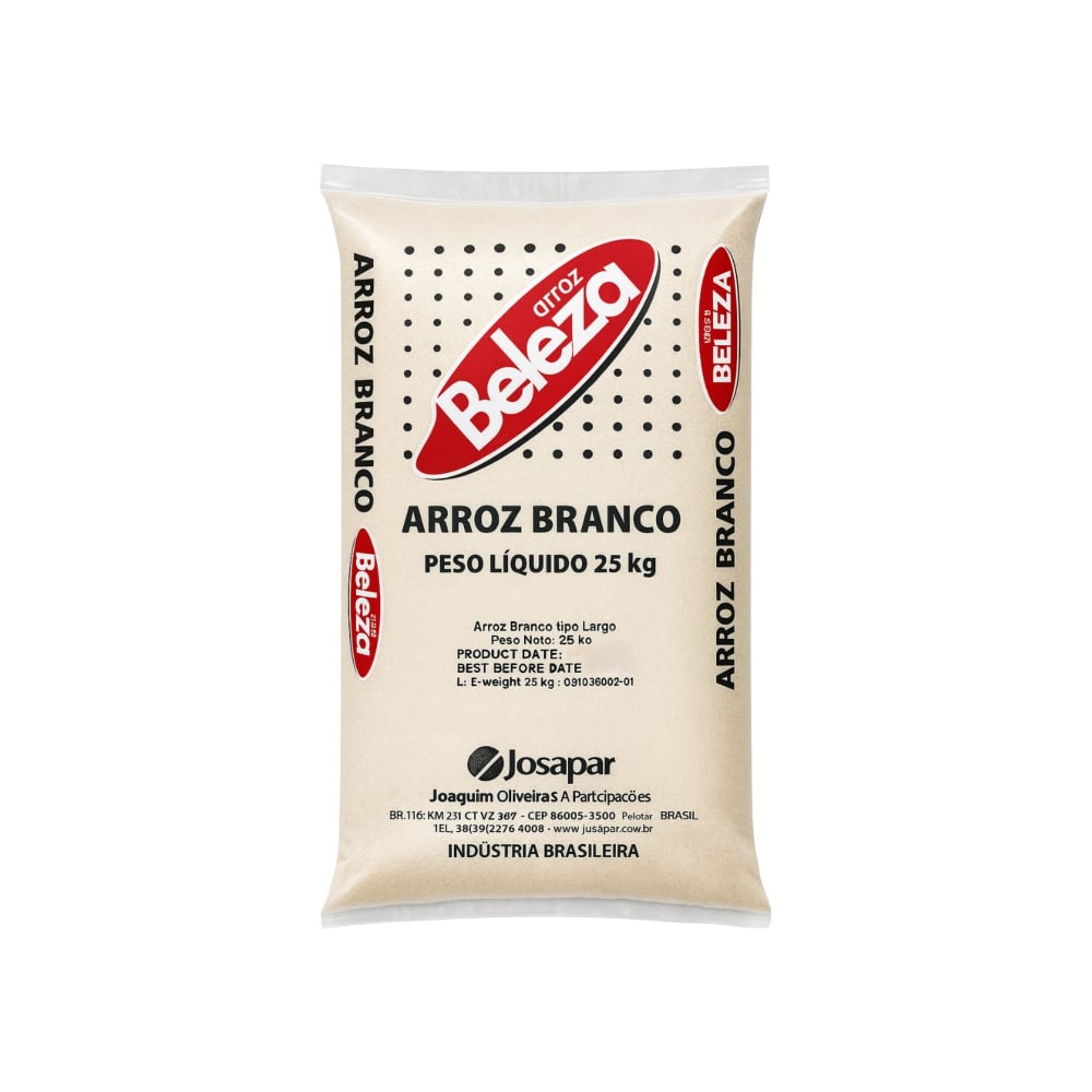 Arroz blanco tipo largo Beleza (25 kg / 55.11 lb) - Imagen 1