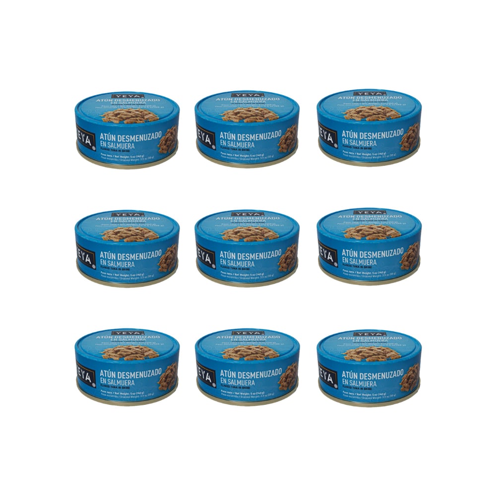 Atún desmenuzado en salmuera YEYA (9 x 140 g / 5 oz) - Imagen 1