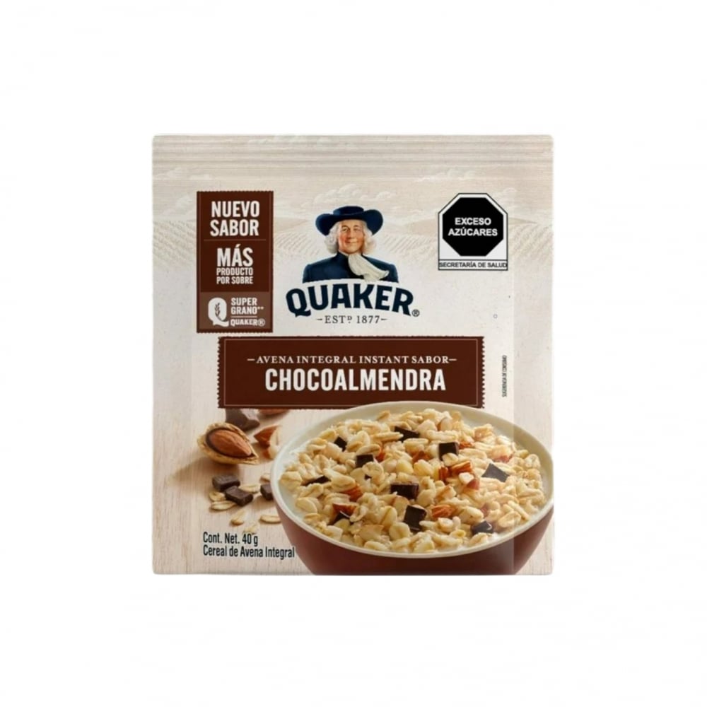 Avena integral instantánea sabor chocoalmendra Quaker (40 g / 1.41 oz) - Imagen 1