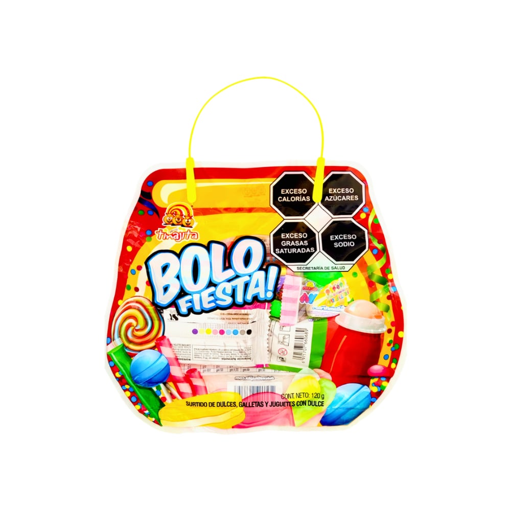 Surtido de dulces, galletas y juguetes con dulce Bolo Fiesta Dulces Tinajita (120 g / 4.2 oz) - Imagen 1