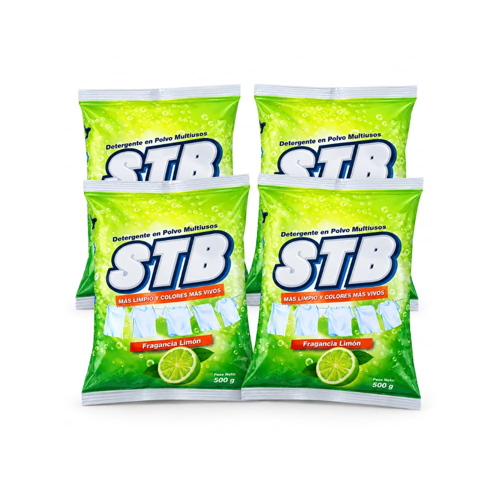 Detergente en polvo multiusos con fragancia a limón STB (4 x 500 g / 1.1 lb) - Imagen 1