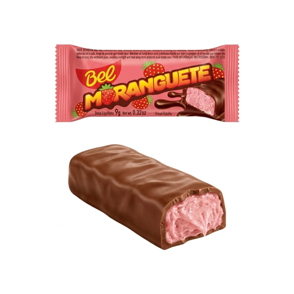 Bombón de chocolate relleno de crema de fresa Bel (9 g / 0.32 oz) - Imagen 1
