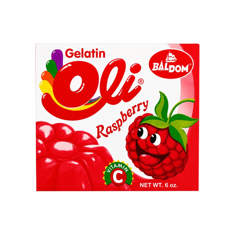 Gelatina sabor frambuesa Oli (170 g / 6 oz) - Imagen 1