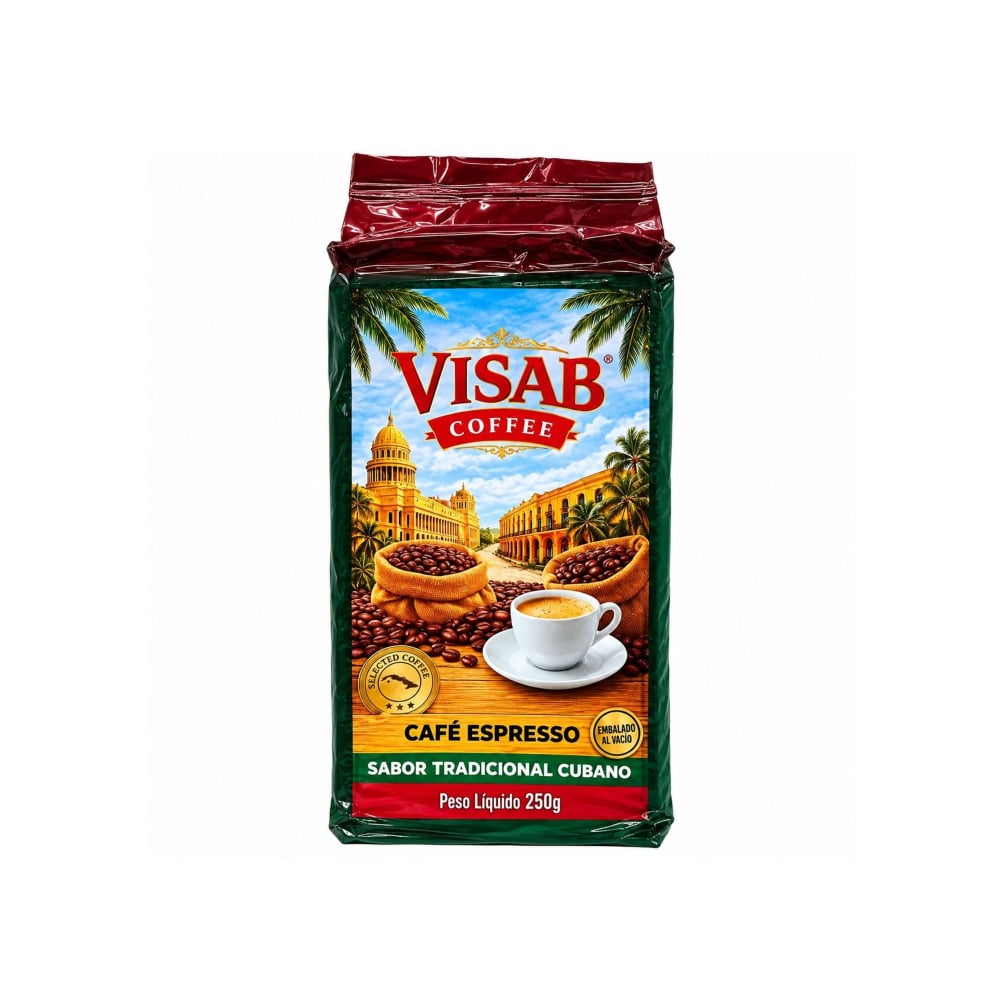 Café espresso sabor tradicional cubano Visab Coffee (250 g / 8.81 oz) - Imagen 1